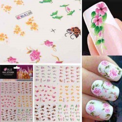 3D Colorful Flower Water Transfer Nail Stickers