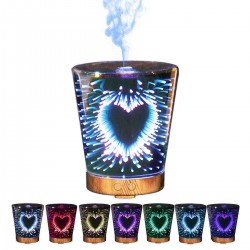 3D Effect Essential Oil Aroma Diffuser Ultrasonic Humidifier Aromatherapy LED Glass 7 Color Changing