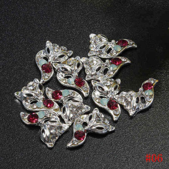 3D Glitter Fox Square Skull Rhinestone Metal Nail Art Stickers