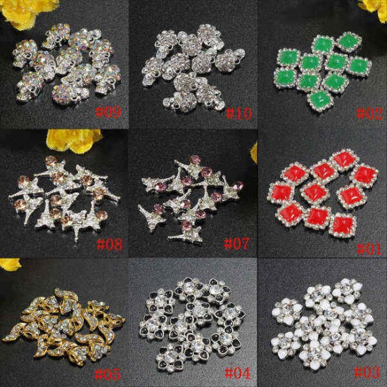 3D Glitter Fox Square Skull Rhinestone Metal Nail Art Stickers