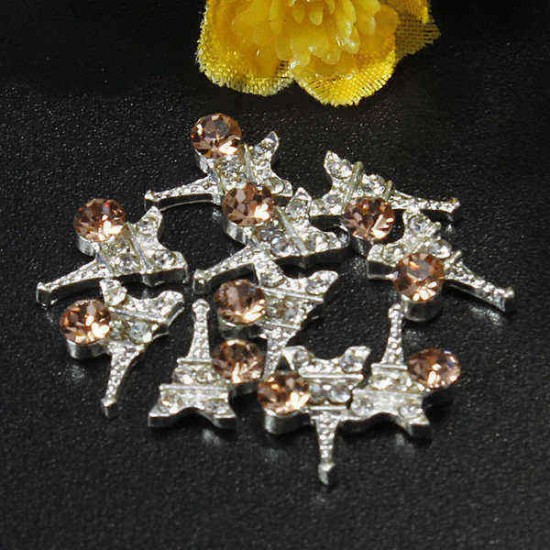 3D Glitter Fox Square Skull Rhinestone Metal Nail Art Stickers