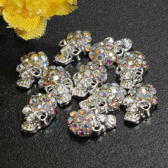 3D Glitter Fox Square Skull Rhinestone Metal Nail Art Stickers