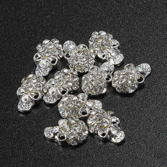 3D Glitter Fox Square Skull Rhinestone Metal Nail Art Stickers