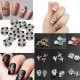 3D Glitter Fox Square Skull Rhinestone Metal Nail Art Stickers