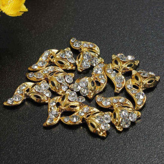 3D Glitter Fox Square Skull Rhinestone Metal Nail Art Stickers