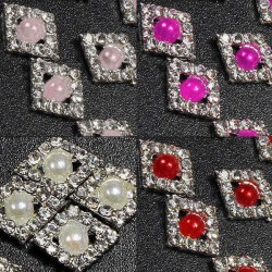 3D Glitter Pearl & Crystal Rhinestone Diamond-Shaped Nail Art Stickers