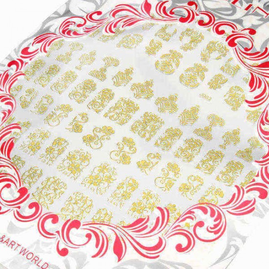 3D Gold Flower Nail Art Sticker Hot Stamping Decals J003 3D Gold Flower Nail Art Sticker Hot Stamping Decals J003