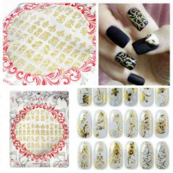 3D Gold Flower Nail Art Sticker Hot Stamping Decals J003