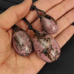 3Pcs Set Massage Rhodonite Natural Colorful Crystal Jade Eggs Exercise Ball