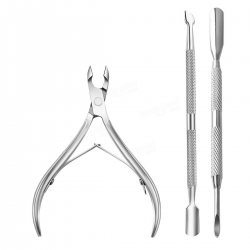 3pcs Stainless Steel Nail Cuticle Spoon Pusher Remover Cutter Nipper Clipper Set