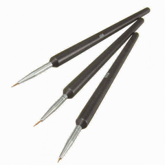 3x Tiny Acrylic Nail Art Drawing Painting Pen Brush Set