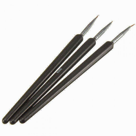 3x Tiny Acrylic Nail Art Drawing Painting Pen Brush Set