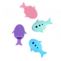 4 Colors Cute Malfunctional Whale Shaped Silicone Makeup Brushes Cleaning Washing Holder Tools