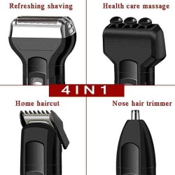 4 In 1 Rechargeable Electric Beard Shaver Hair Clipper Nose Hair Trimmer Cordless Massager Razor Men