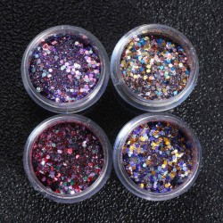 4 Pots 10ml Nail Art Glitter Powder Sheet Sequins Sparkly Colorful Christmas Iridescent Acrylic Tips