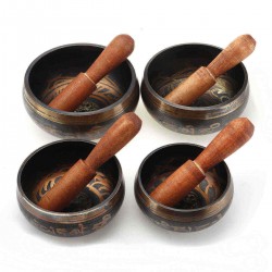 4 Sizes Buddhism Copper Tibetan Singing Bowl Set For Meditation/ Prayer / Yoga/ Music