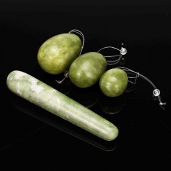 4PCS Jade Stone Egg Yoni Egg Massage Stone Natural Chakra Healing Yoga Exercise Eggs To Train Pelvic Muscles Kegel Exercise Manual Massager