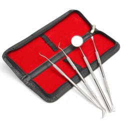 4Pcs Stainless Steel Dental Teeth Cleaning Kit Oral Clean Mirror Scraper Scaler Probe Waxing Carving