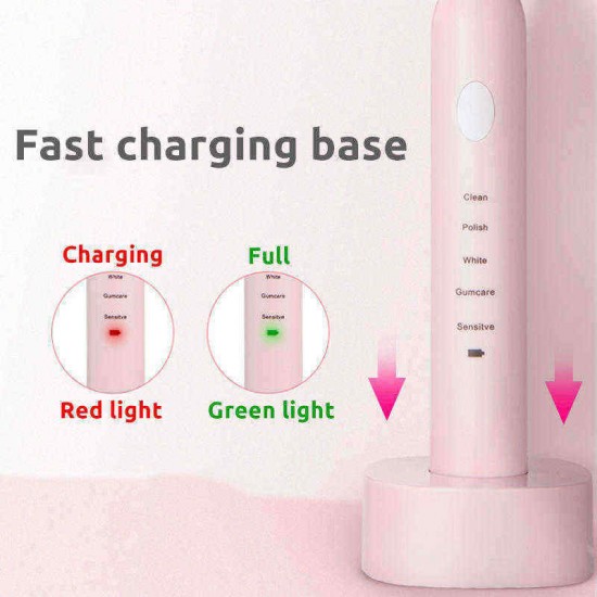 5 Gears Electric Toothbrush Sonic Power Waterproof USB Fast Charging Oral Care