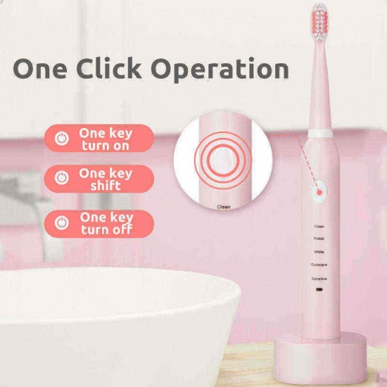 5 Gears Electric Toothbrush Sonic Power Waterproof USB Fast Charging Oral Care