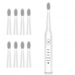 5 Gears Electric Toothbrush Waterproof Tooth Brush USB Rechargeable with Timer Charging Indicator with 8 Replacement Head