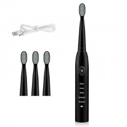 5 Modes Electric Toothbrush Sonic Power IPX7 Waterproof Black White Timing
