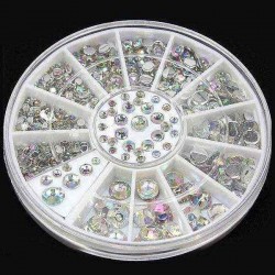 5 Sizes White Multicolor Acrylic Rhinestone Nail Decoration Wheel