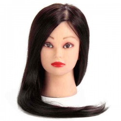 50% Black Real Human Hair Training Head Hairdressing Cutting Practice Mannequin Model Clamp Holder