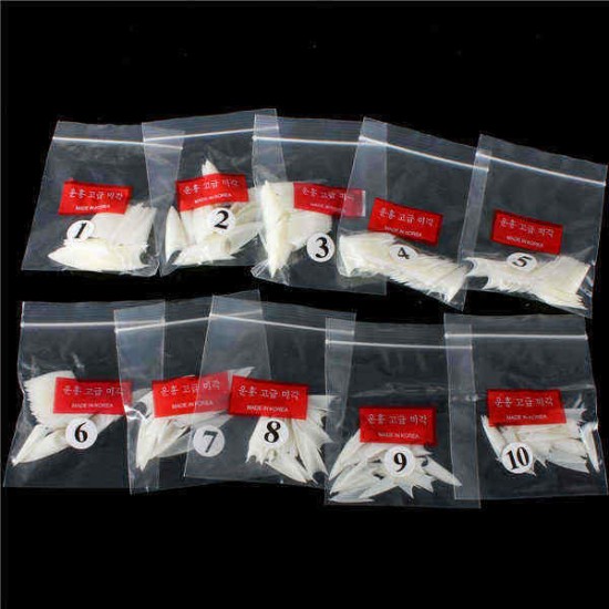 500Pcs Shape Natural Color White Acrylic False Nail Tips Full Nails