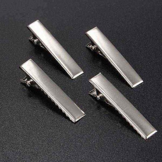 50Pcs Metal Silver Alligator Prong Hair Clips Accessories
