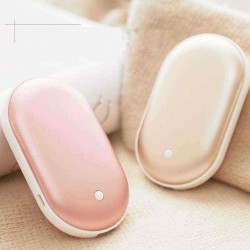 5200mAh Portable Macarons Hand Pocket Warmer Double-Sided PTC Ceramic Heating Aluminum Alloy Mobile Power Bank Supply External Battery Charger