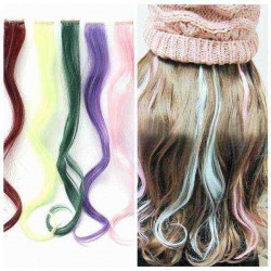 6 Colors Colorful Long Synthetic Wig Curly Hair Extensions Clip