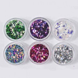 6 Colors Laser Triangle Nails Sequins Nail Decoration Iridescent Flakes 3D Manicure