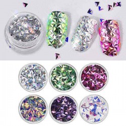 6 Colors Laser Triangle Nails Sequins Nail Decoration Iridescent Flakes 3D Manicure