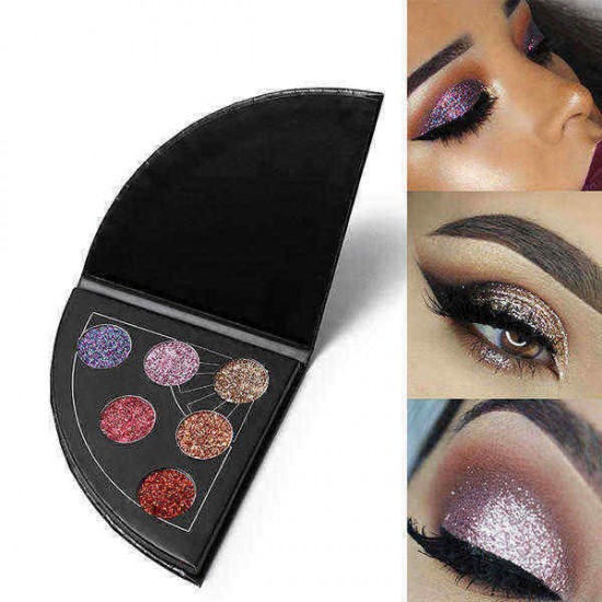 6 Colors Shimmer Fan Shaped Eye Shadow Palette Waterproof