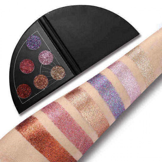 6 Colors Shimmer Fan Shaped Eye Shadow Palette Waterproof