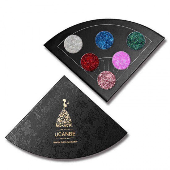 6 Colors Shimmer Fan Shaped Eye Shadow Palette Waterproof