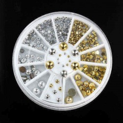 6 Sizes Silver Gold Metal Round Studs Nail Art Decoration Wheel