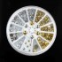 6 Sizes Silver Gold Metal Round Studs Nail Art Decoration Wheel