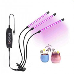 60 LED 3 Head Plant Grow Lamp 10-level Dimming Mode Grow Light Plant Desk 360° Flexible Clip