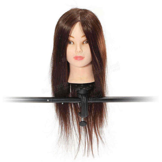 60% Real Hairdressing Brown Hair Training Mannequin Head Clamp