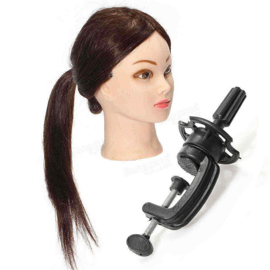60% Real Hairdressing Brown Hair Training Mannequin Head Clamp