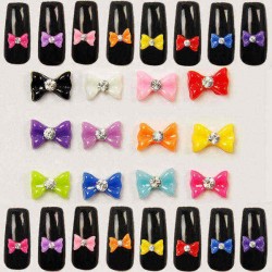 60Pcs 3D Bowtie Acrylic Rhinestone Butterfly Nail Art Stickersr
