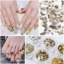 6Pcs 3D Glass Glitter Nail Sequins Set Aurora Shimmer Nail Decoration Nail DIY Art Decoration