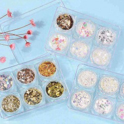 6Pcs 3D Glass Glitter Nail Sequins Set Aurora Shimmer Nail Decoration Nail DIY Art Decoration