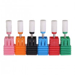 6pcs 3/32" Electric White Ceramic Nail Drill Bit Set Kit Manicure Machine Tool Smooth File Polish