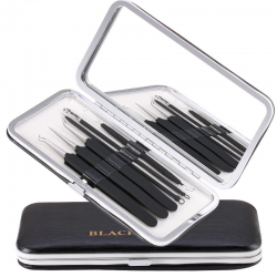 6pcs Blackhead Removal Tweezers Kit Blemish Pimple Acne Remover Extractor Tools with Mirror