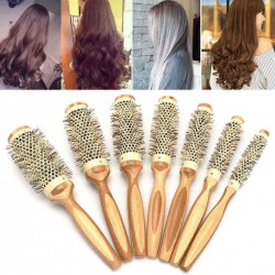 7 Pro Round Brush Curly Hair Roller Brush Natural Wood Hairbrush Comb Salon Tools