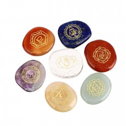 7 pcs Engraved Chakra Stone Energy Reiki Healing Natural Crystal