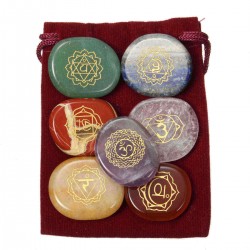 7 pcs Engraved Chakra Stone Energy Reiki Healing Natural Crystal